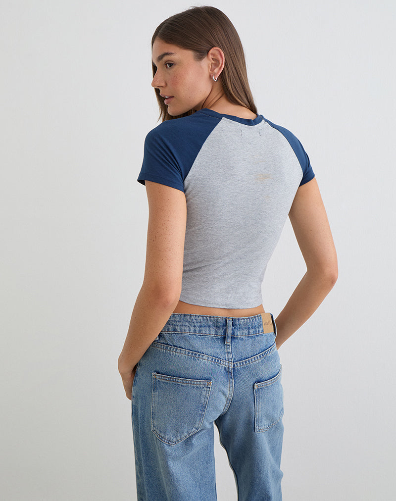 Agneta Tee in Grey Marl and Navy Combination
