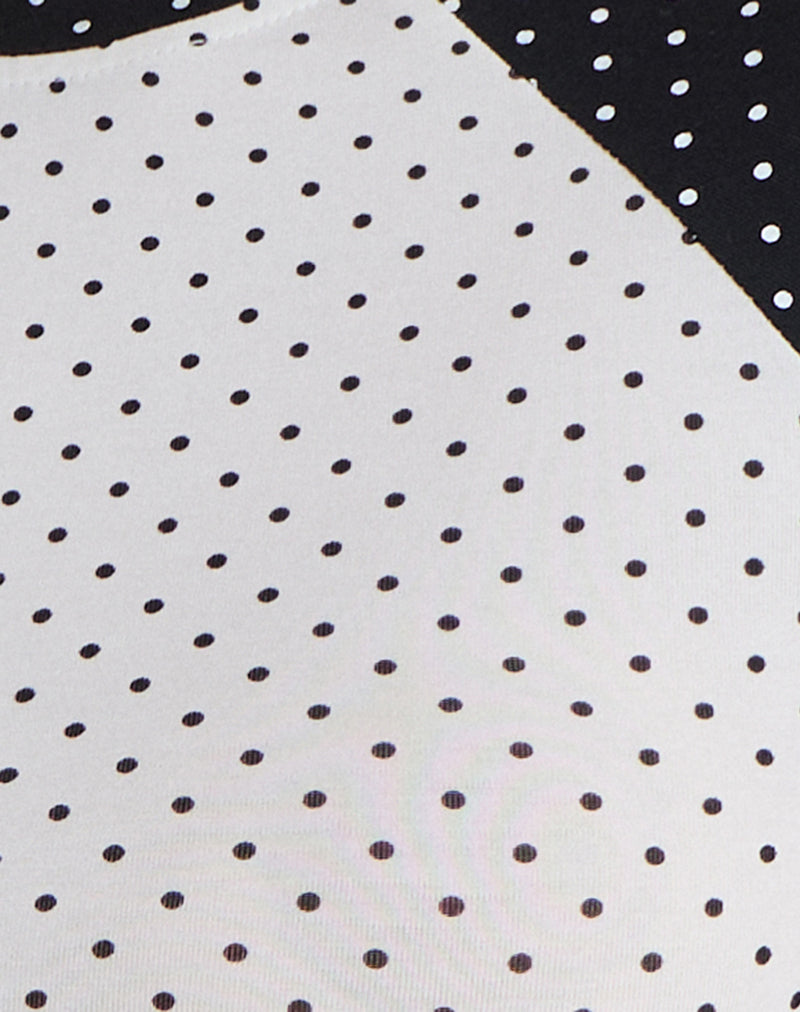 Agneta Tee in White and Black with Micro Polka Print