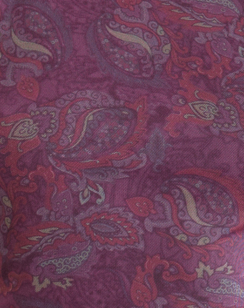 Ares Halterneck Top in Purple Regal Paisley
