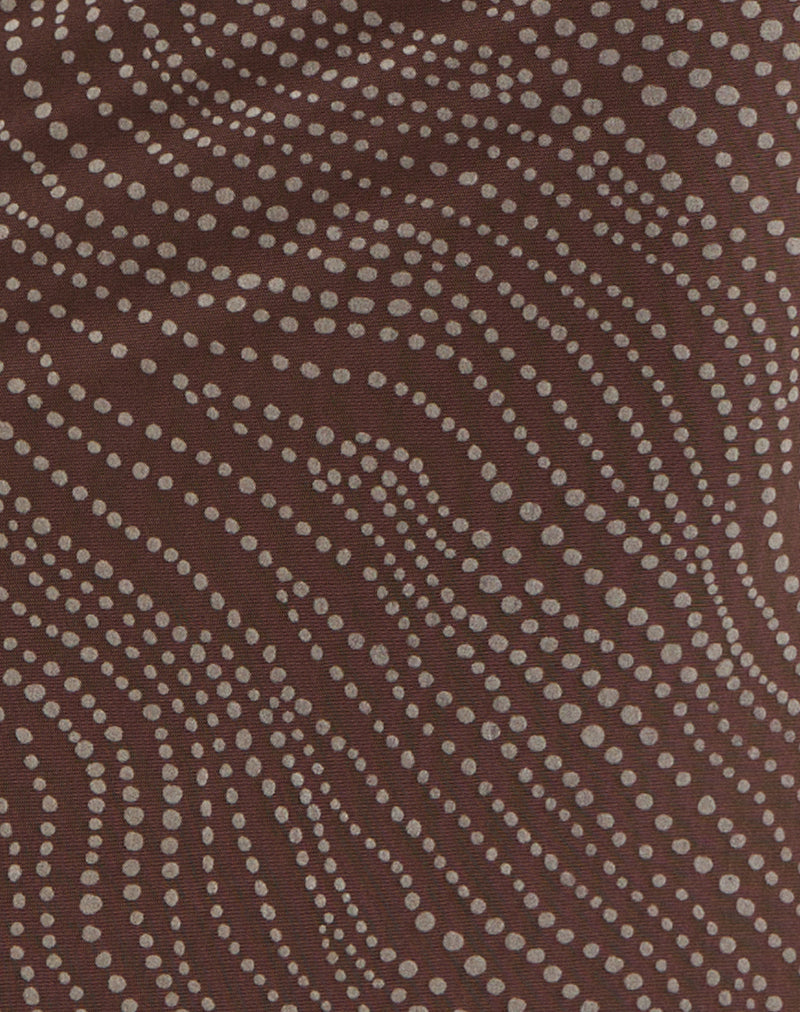 Badilah Top in Abstract Polka Flock Brown