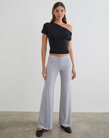 Baku Wide Leg Trouser in Rayon Jersey Lilac Grey