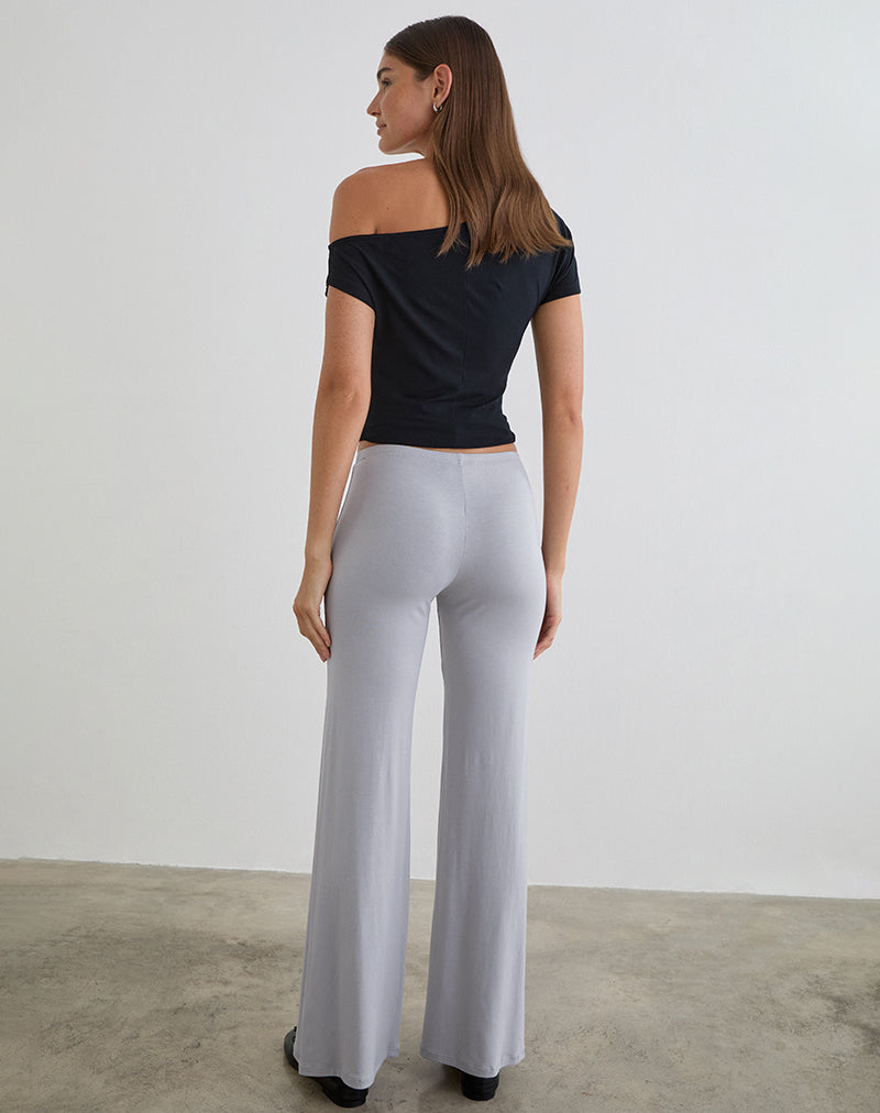 Baku Wide Leg Trouser in Rayon Jersey Lilac Grey