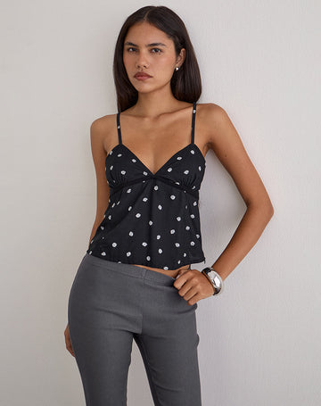 Bluesa Cami Top in Ditsy Rose Black