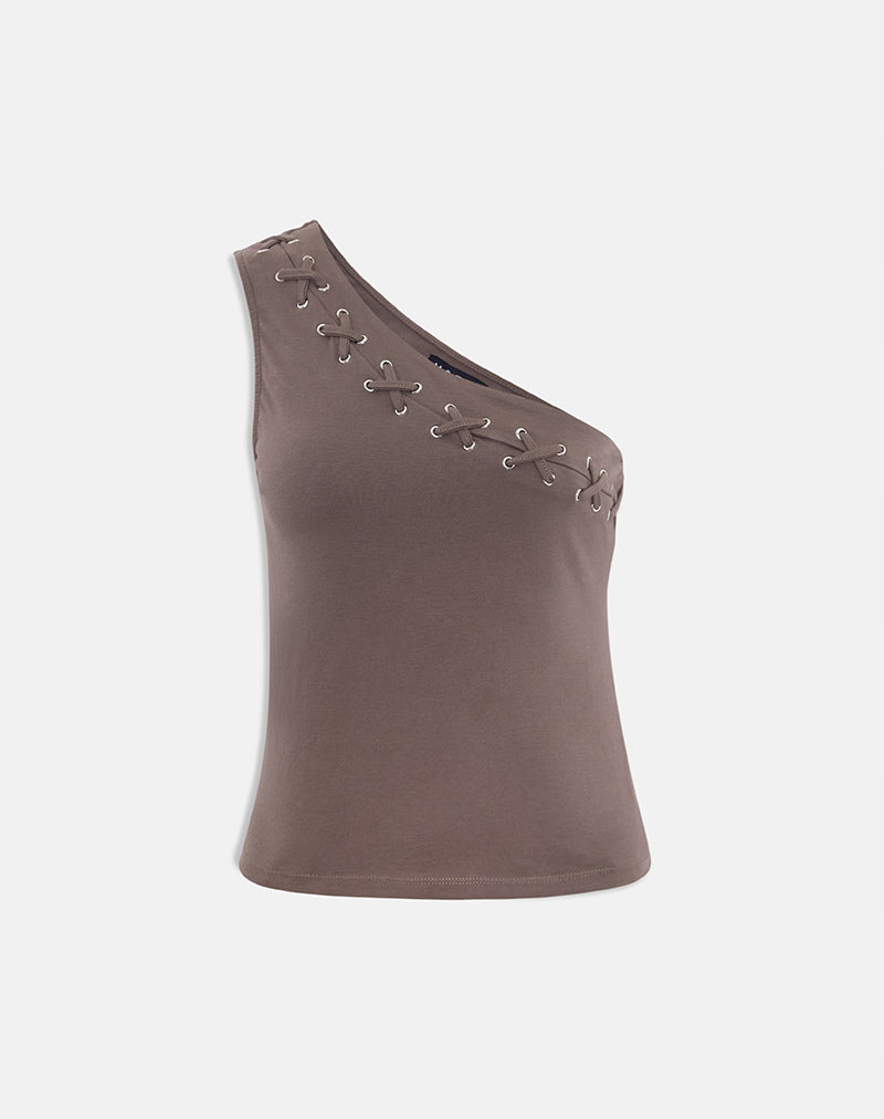 Chivago Cross Lace Up Top in Coffee Quartz