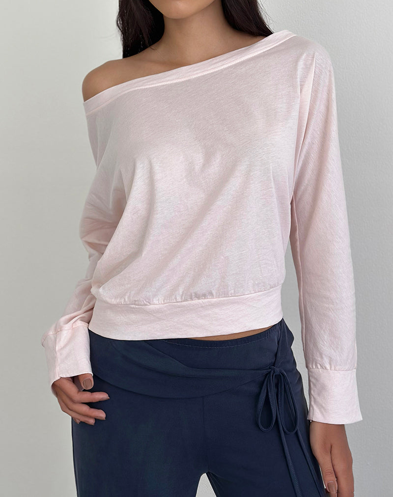 Daral Long Sleeve Top in Jersey Light Pink