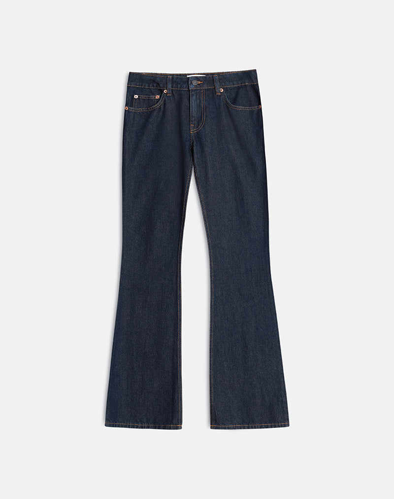 Extra Low Rise Flare Jeans in Indigo