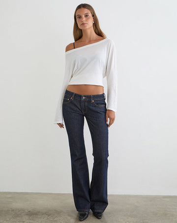 Extra Low Rise Flare Jeans in Indigo