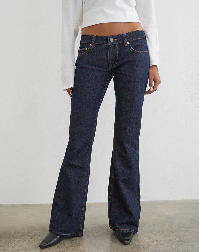 Extra Low Rise Flare Jeans in Indigo