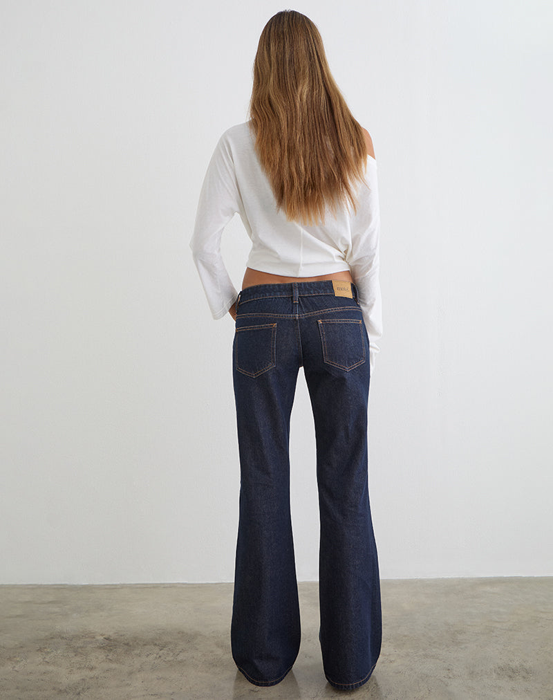 Extra Low Rise Flare Jeans in Indigo