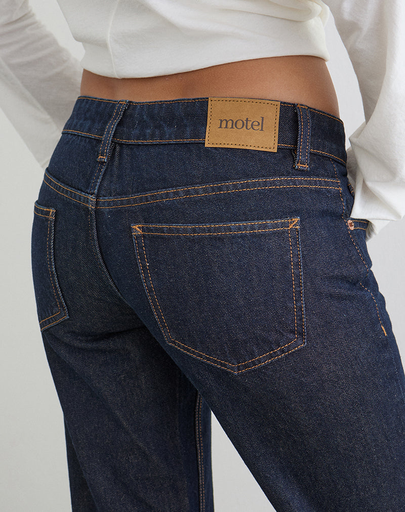 Extra Low Rise Flare Jeans in Indigo