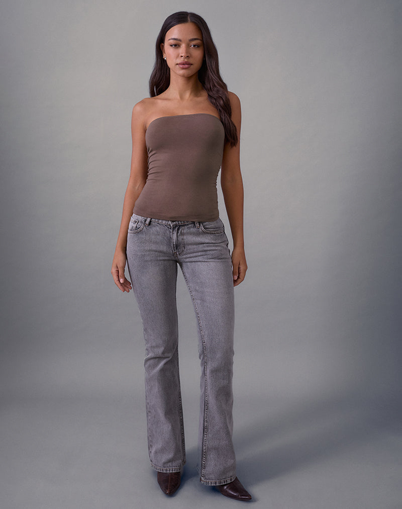 Foster Bandeau Top in Rayon Jersey Deep Taupe