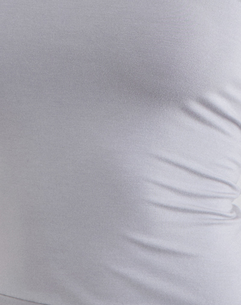 Gryfina Tie Belt Top in Rayon Jersey Lilac Grey