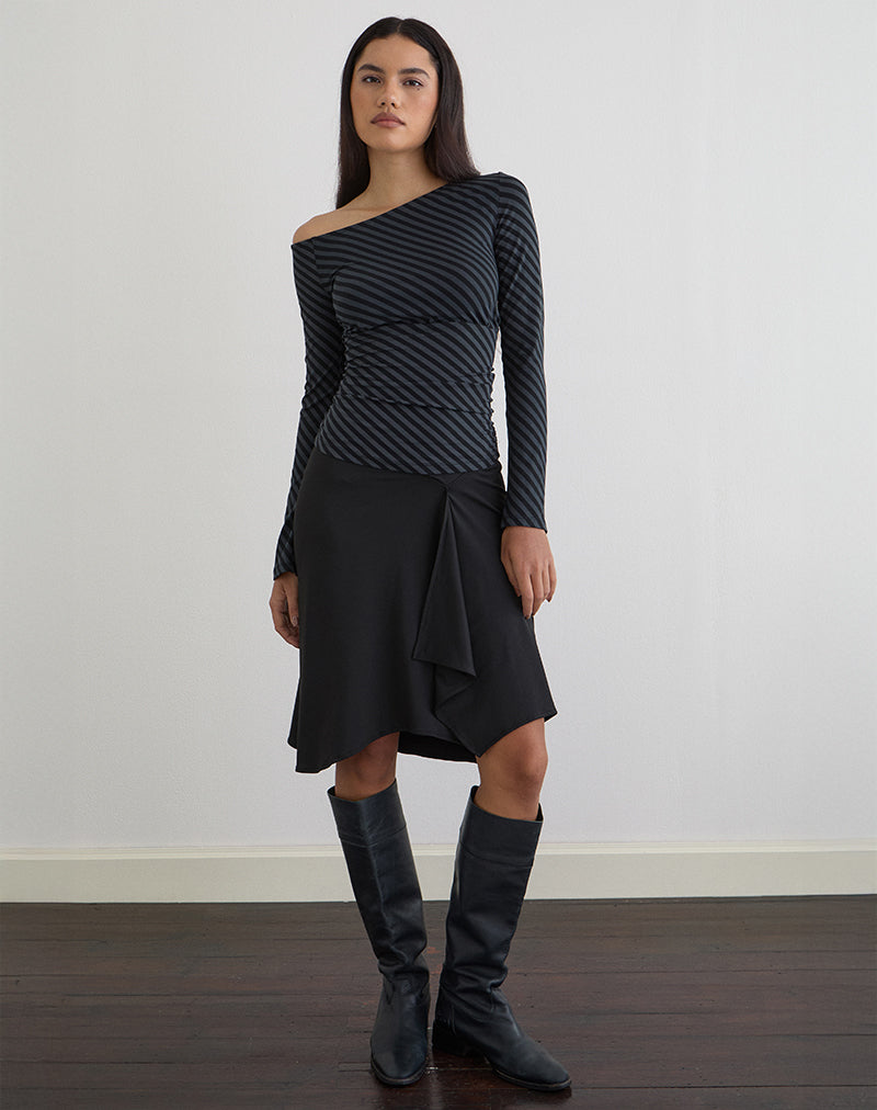 Hoang Slouch Top in Oblique Stripe Ocean Storm