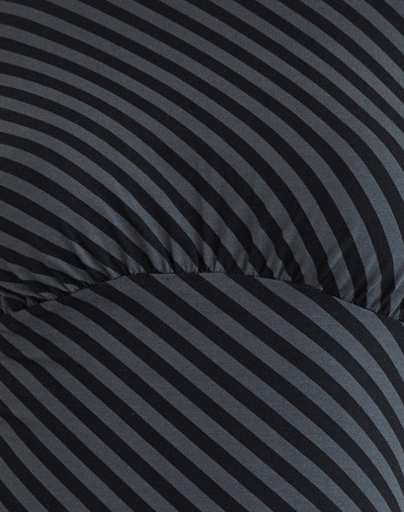 Hongsai Mini Dress in Oblique Stripe Ocean Storm