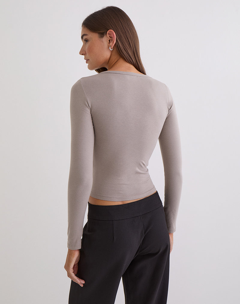 Janana Long Sleeve Top in Cotton Moon Rock