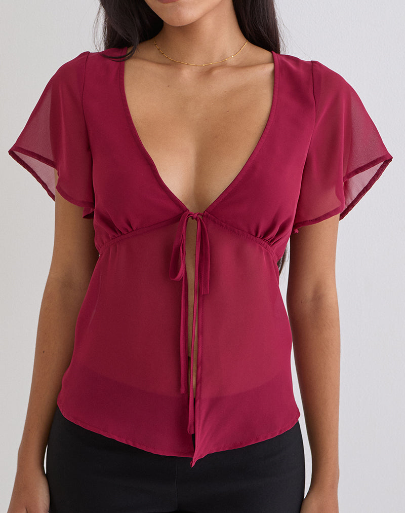 Kota Chiffon Blouse in Burgundy