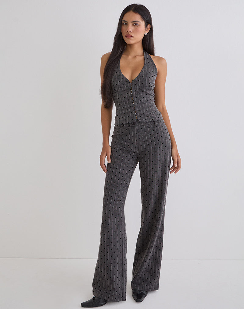 Tatina Trouser in Charcoal with Polka Pinstripe