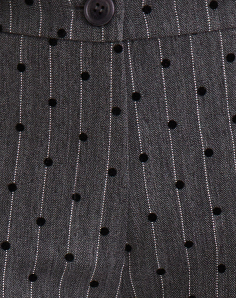 Tatina Trouser in Charcoal with Polka Pinstripe