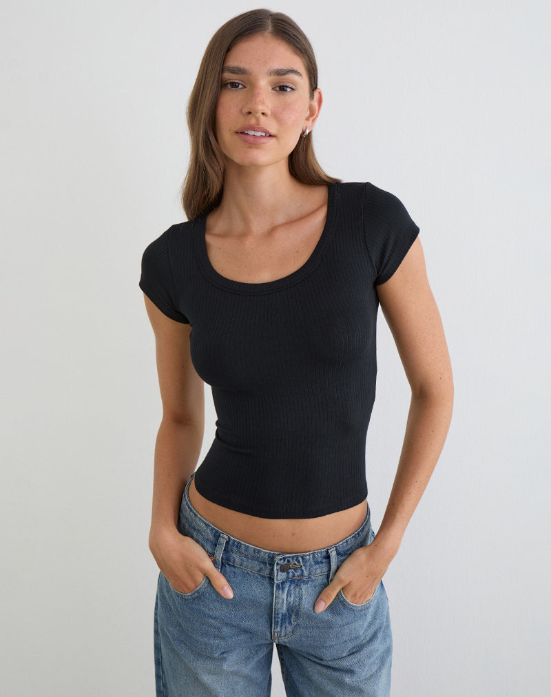 Sumala Tee in Thick Rib Black
