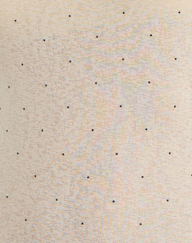 Tineko Long Sleeve Top in Polka Textured Jersey Beige