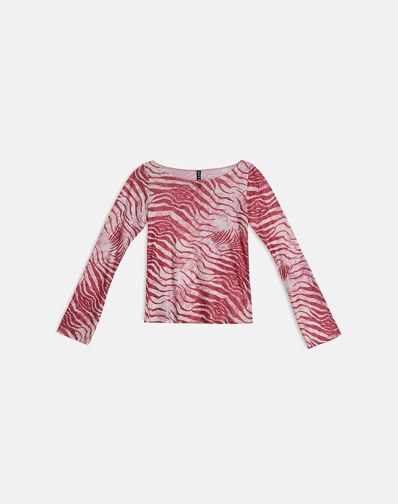 Tineko Long Sleeve Top in Wild Animal Red