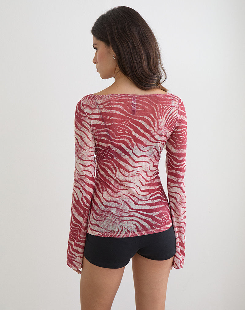 Tineko Long Sleeve Top in Wild Animal Red