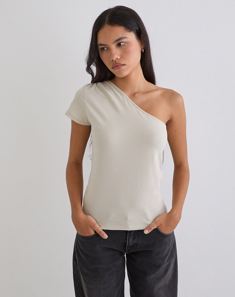 Tokiki One Shoulder Top in Jersey Ecru