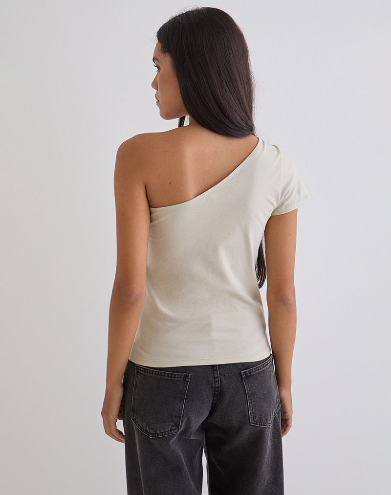 Tokiki One Shoulder Top in Jersey Ecru