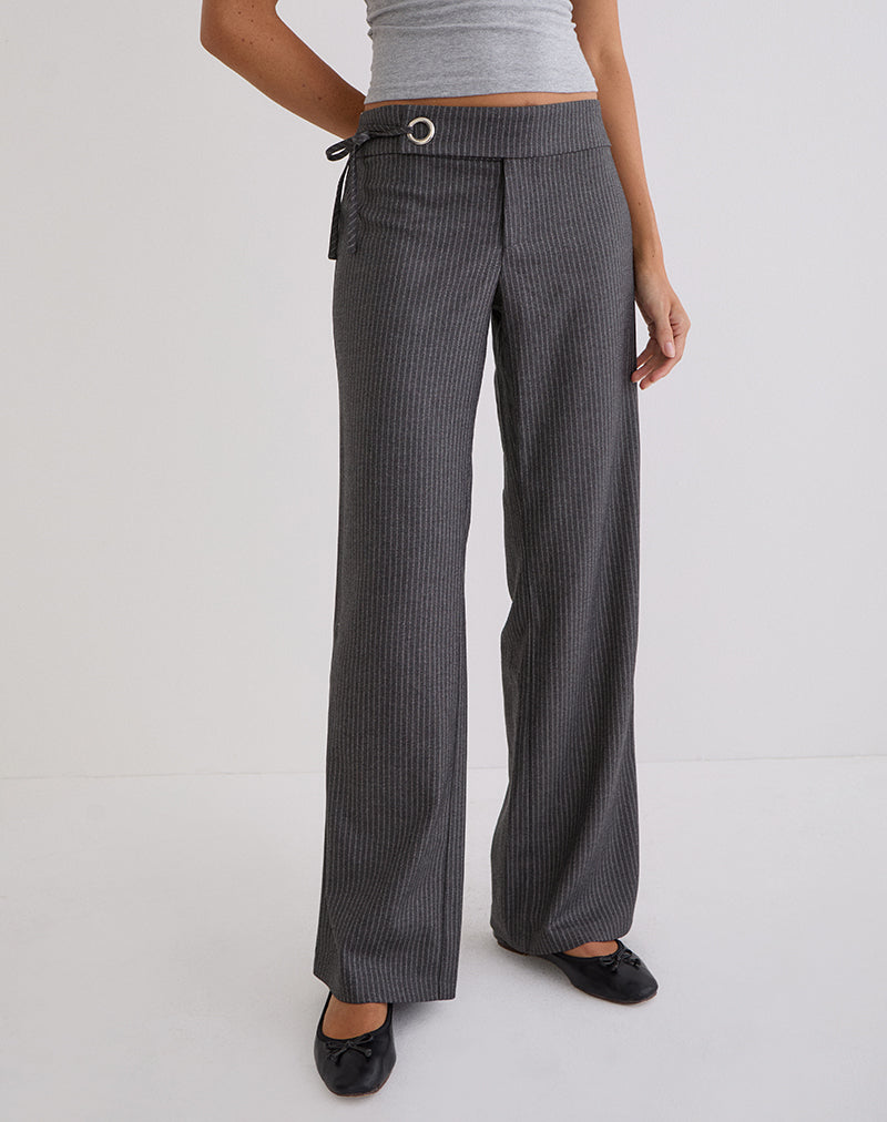 Tova Tie Tailoring Trousers in Pinstripe Grey