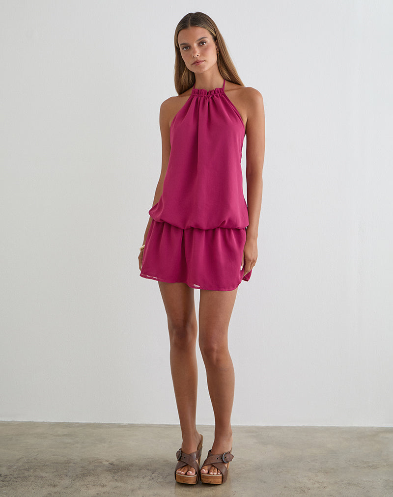 Veloria Mini Dress in Dark Rose