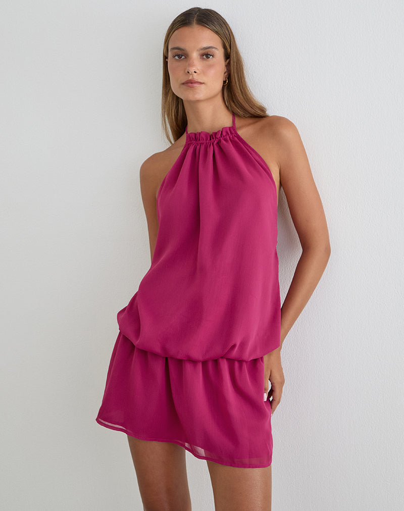 Veloria Mini Dress in Dark Rose