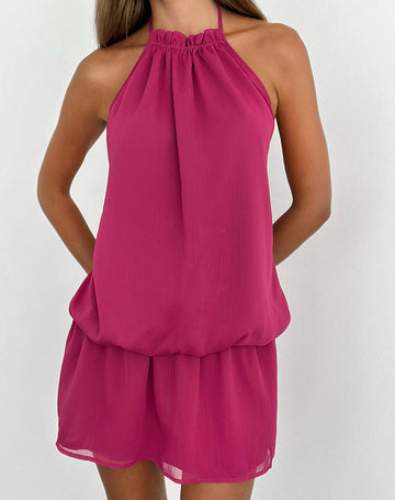 Veloria Mini Dress in Dark Rose