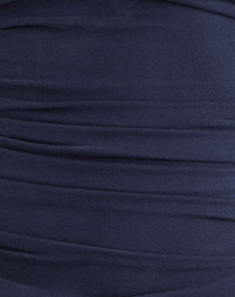 Vernia Plunge Batwing Top in Cupro Navy